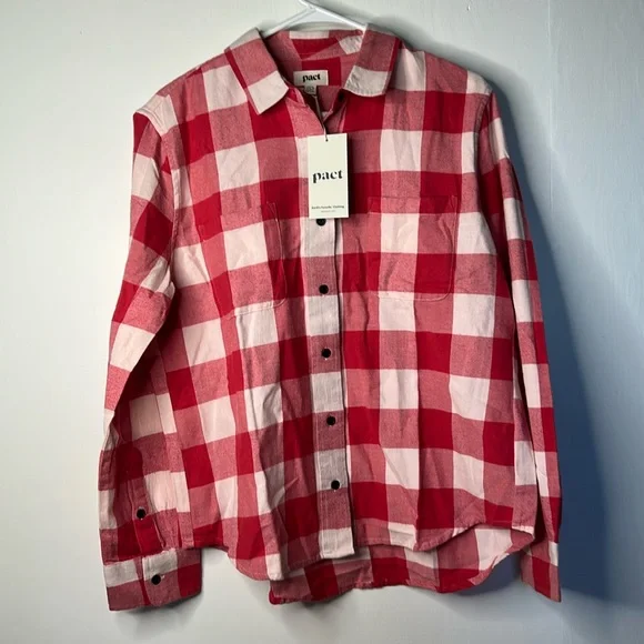 Sustainable Fashion Holiday Gingham Mila Flannel Shirt - NWT - Picture 1 of 5